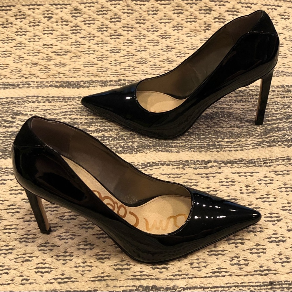 High patent black heel